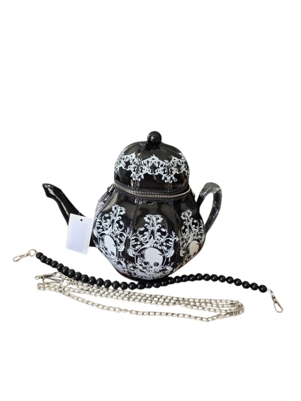 Skull Black & White Teapot 3 Way Bag  NWT - Picture 2 of 9